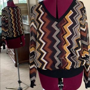 Missoni zigzag pattern sheer long-sleeve top